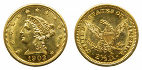 UNITED STATES OF AMERICA. 1903. 2,50 dolar. (km#72) Coronet Head (quarter eagle). 4,18 gr Au.
ebc+