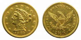UNITED STATES OF AMERICA. 1907. 2,50 dolar. (km#72) Coronet Head (quarter eagle). 4,16 gr Au.
mbc+