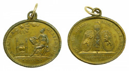 Constitucionales. Distinción a los que apoyaron el pronunciamineto del teniente coronel riego (1820) Medalla ovalada 39x33 mm. En aleación cobreada. M...
