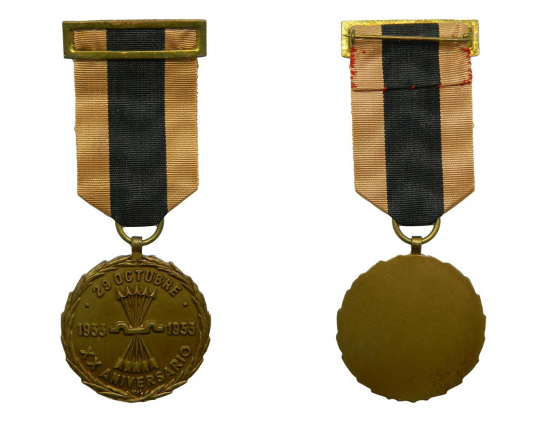 FALANGE - XX ANIVERSARIO. Distinción conmemorativa. Medalla circular en bronce a...