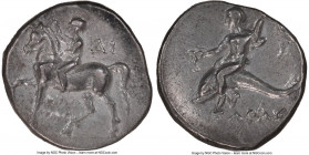 CALABRIA. Tarentum. Ca. 281-240 BC. AR stater or didrachm (22mm, 9h). NGC XF, light marks, brushed. Philotas and Di-, magistrates. Youth on horseback ...