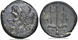 SICILY. Syracuse. Hieron II (ca. 275-215 BC). AE litra (20mm, 9h). NGC Choice XF. Head of Poseidon left, wearing taenia / ΙΕΡΩ-ΝΟΣ, trident head, dolp...