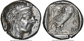 ATTICA. Athens. Ca. 440-404 BC. AR tetradrachm (24mm, 17.17 gm, 12h). NGC Choice AU 5/5 - 3/5. Mid-mass coinage issue. Head of Athena right, wearing e...