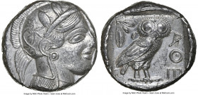 ATTICA. Athens. Ca. 440-404 BC. AR tetradrachm (23mm, 17.14 gm, 1h). NGC Choice XF 4/5 - 4/5. Mid-mass coinage issue. Head of Athena right, wearing ea...