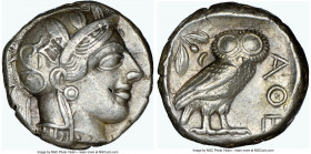 ATTICA. Athens. Ca. 440-404 BC. AR tetradrachm (23mm, 17.20 gm, 7h). NGC XF 4/5 - 4/5. Mid-mass coinage issue. Head of Athena right, wearing earring, ...