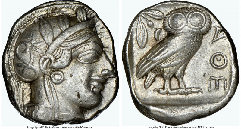 ATTICA. Athens. Ca. 440-404 BC. AR tetradrachm (23mm, 17.19 gm, 1h). NGC XF 4/5 ...