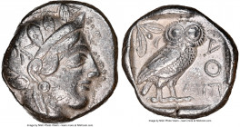 ATTICA. Athens. Ca. 440-404 BC. AR tetradrachm (23mm, 17.15 gm, 1h). NGC XF 5/5 - 2/5. Mid-mass coinage issue. Head of Athena right, wearing earring, ...