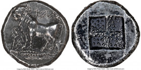 BITHYNIA. Calchedon. Ca. 387/6-340 BC. AR drachm (15mm, 3.70 gm). NGC Choice AU 5/5 - 3/5, brushed. KAΛX, bull standing left on grain ear pointed righ...