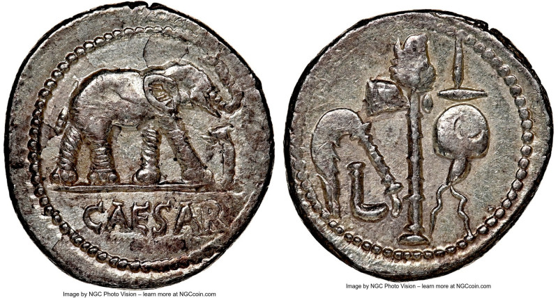 Julius Caesar, as Dictator (49-44 BC). AR denarius (18mm, 3.80 gm, 5h). NGC Choi...