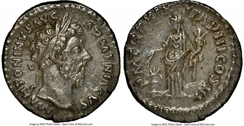 Marcus Aurelius (AD 161-180). AR denarius (17mm, 12h). NGC AU, light scratches. ...