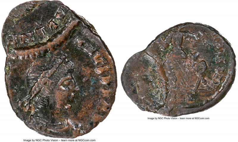 Valentinian II (AD 375-392). AE4 or nummus (15mm, 1.25 gm, 3h). NGC AU S 2/5 - 4...