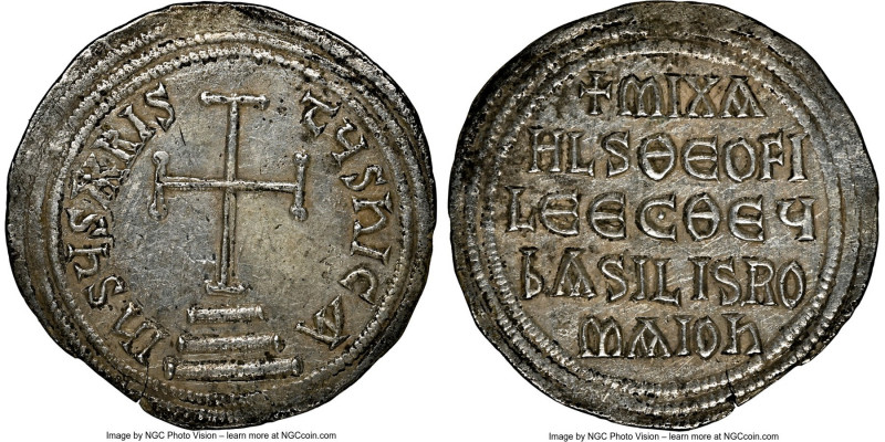 Michael II the Amorian (AD 820-829), with Theophilus. AR miliaresion (23mm, 12h)...