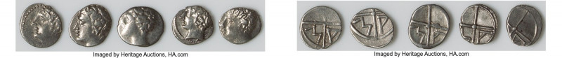 ANCIENT LOTS. Greek. Gaul. Massalia. Ca. 1st century BC. Lot of five (5) AR obol...