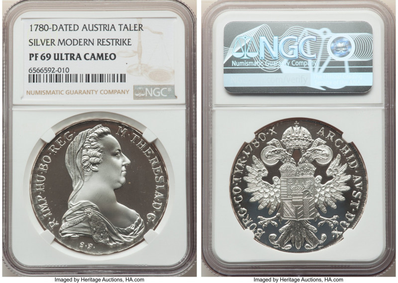 Maria Theresa Proof Restrike Taler 1780-Dated PR69 Ultra Cameo NGC, KM-T1. Silve...