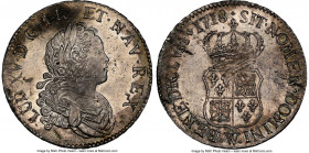 Louis XV 1/2 Ecu 1718-W MS62 NGC, Lille mint, KM420.19. Olive bronze toned with underlying luster, light adjustments both sides. Mislabeled as 1716. 
...