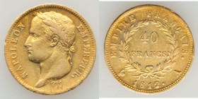 Napoleon gold 40 Francs 1812-A XF, Paris mint, KM696.1. 26.0mm. 12.86gm. 

HID09801242017

© 2022 Heritage Auctions | All Rights Reserved