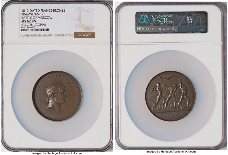 Napoleon bronze "Battle of Moscow" Medal 1812-Dated MS62 Brown NGC, Bram-528. By...