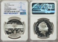 Elizabeth II silver Proof " London City View" 2 Pounds 2022 PR70 Ultra Cameo NGC, KM-Unl. City Views series. First Releases. Sold with original box of...
