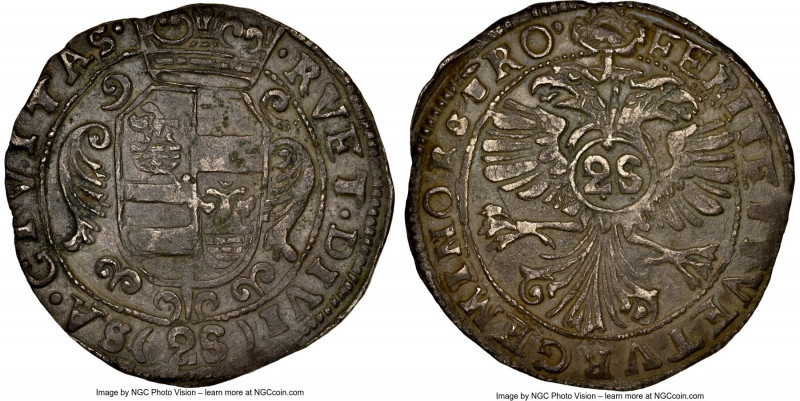 Honore II Izelotte de 28 Sols ND (1657) AU53 NGC, Dav-508A. Crowned arms of the ...