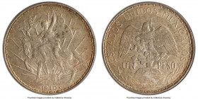 Estados Unidos "Caballito" Peso 1910 MS63 PCGS, Mexico City mint, KM453. Rose-gold colored foundational patina, framed in deep blue-green hues. 

HID0...