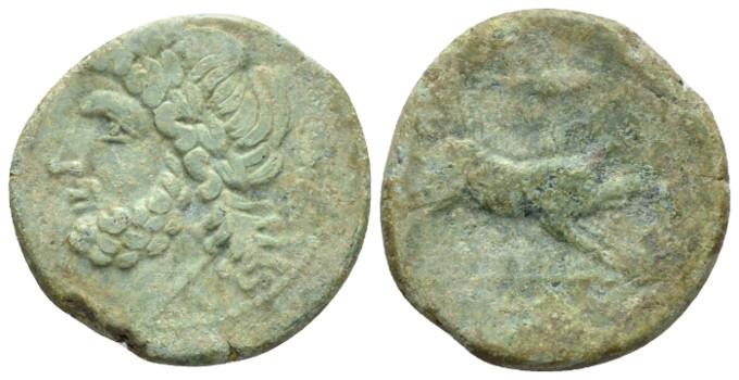Apulia, Arpi Bronze circa 325-275, Æ 20.00 mm., 6.31 g.
Laureate head of Zeus l...