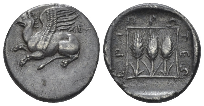 Thrace, Abdera Tetrobol, Proteus magistrate circa 411-386, AR 15.00 mm., 2.61 g....
