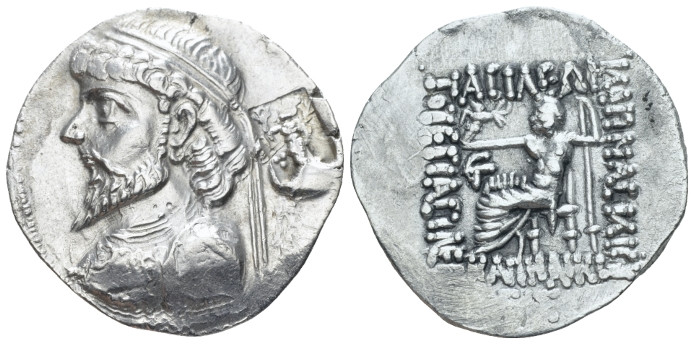 Elymais, Kamnaskires IV Seleukeia on the Hedyphon tetradrachm 58-57, AR 29.00 mm...