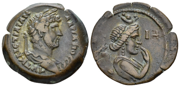 Egypt, Alexandria Hadrian, 117-138 Diobol circa 126-127 (year 11), Æ 25.00 mm.,...