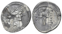 P. Clodius M. f. Turinus. Denarius circa 42 - Ex Naville sale 34, 2017, 465.
