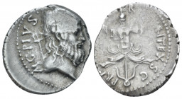 Sextus Pompeius. Denarius Sicily 37-36