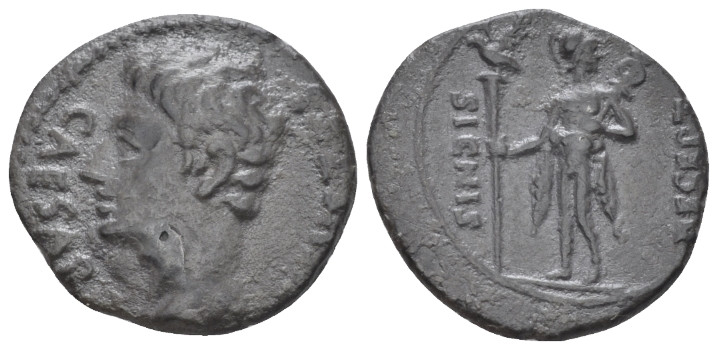 Octavian as Augustus, 27 BC – 14 AD Denarius Colonia Patricia (?) circa 19, AR 1...