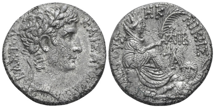 Octavian as Augustus, 27 BC – 14 AD Tetradrachm Antioch circa 2-1 BC, AR 24.90 m...