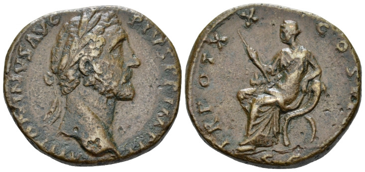 Antoninus Pius, 138-161 Sestertius Rome 156-157, Æ 31.00 mm., 24.40 g.
Laureate...