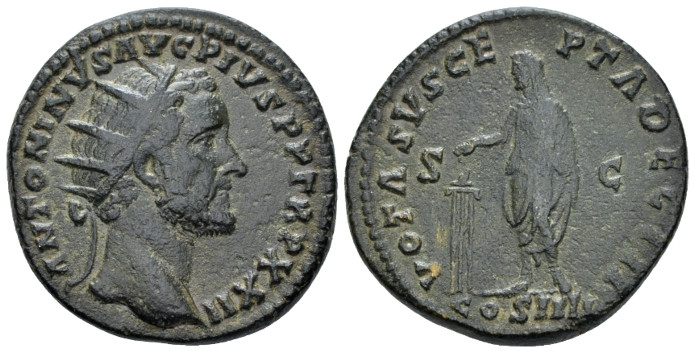 Antoninus Pius, 138-161 Dupondius Rome circa 158-159, Æ 26.00 mm., 11.13 g.
ANT...