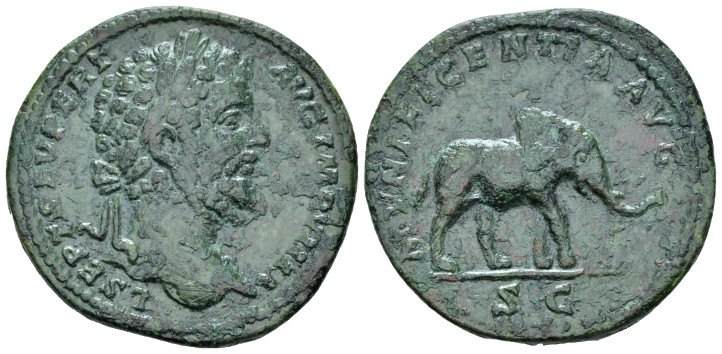 Septimius Severus, 193-211 Sestertius Rome circa 197, Æ 32.00 mm., 24.18 g.
L S...