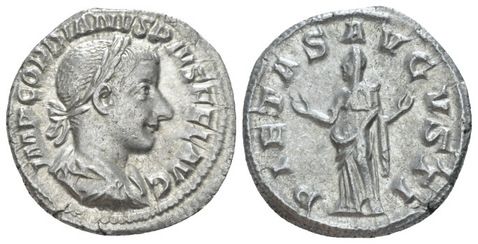 Gordian III, 238-244 Denarius Rome circa 240-244, AR 19.00 mm., 3.23 g.
Laureat...