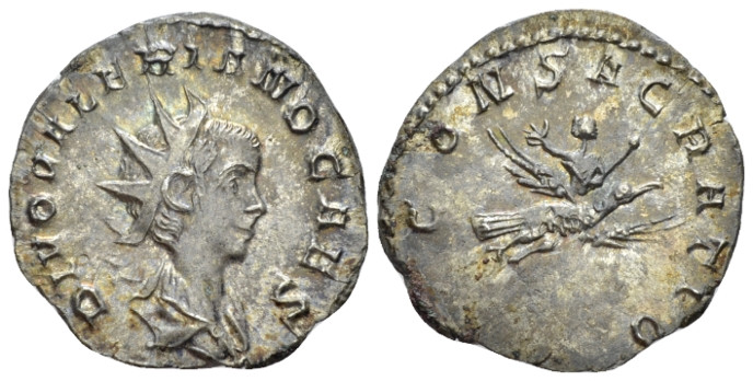 Divus Valerianus Antoninianus Colonia mid 257-258, AR 21.00 mm., 3.44 g.
Radiat...