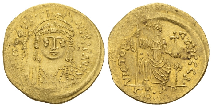 Justin II, 565-578 Solidus Constantinople circa 567-578, AV 20.00 mm., 4.27 g.
...