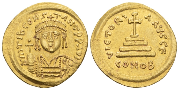 Tiberius II Constantine, 578-582 Solidus Constantinople 579-582, AV 21.00 mm., 4...