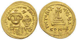 Heraclius, with Heraclius Constantine. 610-641 Solidus Constantinople circa 613-616