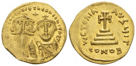 Heraclius, with Heraclius Constantine. 610-641 Solidus Constantinople circa 629-631