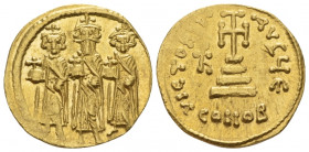Heraclius, with Heraclius Constantine. 610-641 Solidus Constantinople circa 639-641