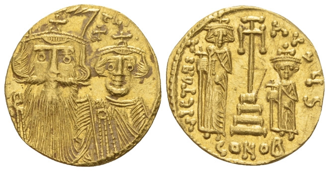 Constans II, with Constantine IV. 641-668 Solidus Constantinople circa 661-663, ...