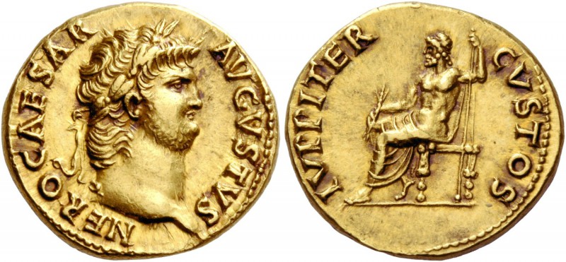 Nero, 54 – 68. Aureus 64-65, AV 7.28 g. NERO CAESAR – AVGVSTVS Laureate head r. ...