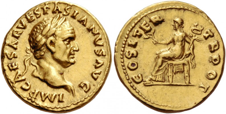 Vespasian, 69 – 79. Aureus circa 69-70, AV 7.32 g. IMP CAESAR VESPASIANVS AVG La...