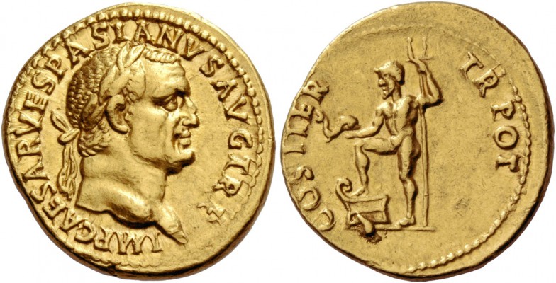 Vespasian, 69 – 79. Aureus, Lugdunum circa 70, AV 7.33 g. IMP CAESAR VESPASIANVS...