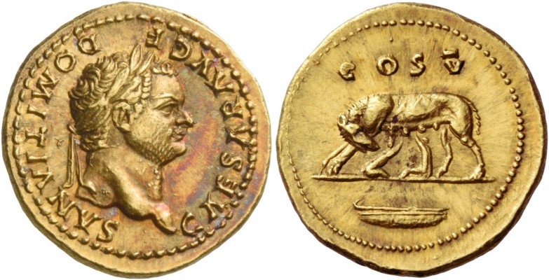 Domitian caesar, 69 – 81. Aureus 77-78, AV 7.35 g. CAESAR AVG F – DOMITIANVS Lau...