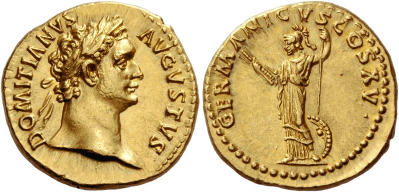 Domitian augustus, 81 – 96. Aureus 90-91, AV 7.44 g. DOMITIANVS – AVGVSTVS Laure...