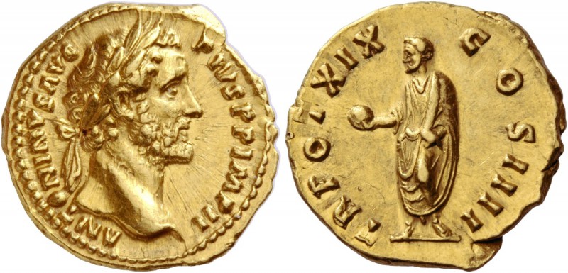 Antoninus Pius augustus, 138 – 161. Aureus 155-156, AV 7.29 g. ANTONINVS AVG – P...