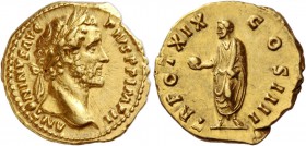 Antoninus Pius augustus, 138 – 161. Aureus 155-156, AV 7.29 g. ANTONINVS AVG – PIVS P P IMP II Laureate head r. Rev. TR POT XIX – COS IIII Antoninus, ...